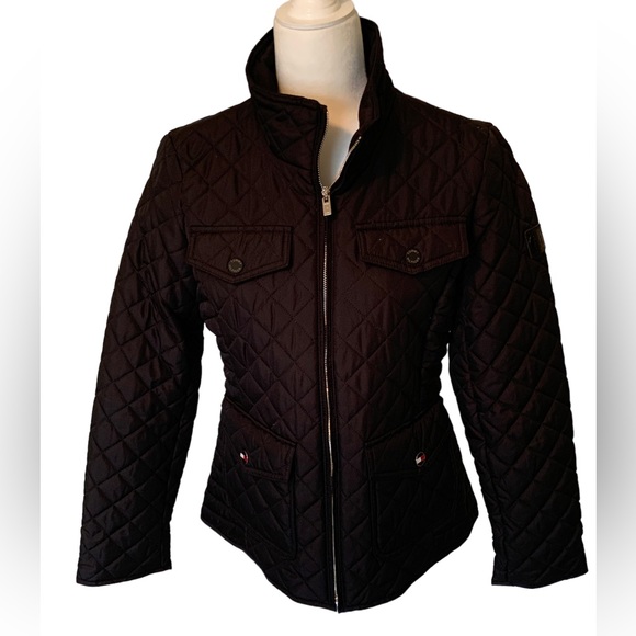 TOMMY HILFIGER Black Quilted Jacket Size Small Petite. - Picture 1 of 9